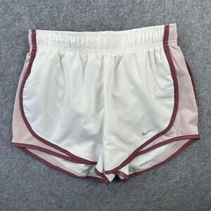 Nike Dri-FIT Running Shorts Womens XS White Pink Tempo Lined Mesh Athletic Gym
